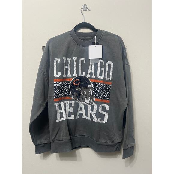 Women's Chicago Bears Gameday Couture Gray Vintage Wash Oversized Crewneck Sz M - Picture 1 of 3